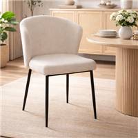 Bardo chaise dossier incurvé en tissu blanc