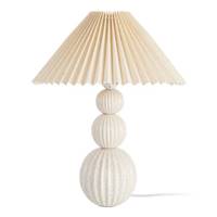 Oliag lampe de table 3 formes style champignon beige et abat-jour éventail H42cm