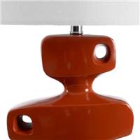 Vinus lampe de table en résine terracotta et abat-jour lin blanc H78cm