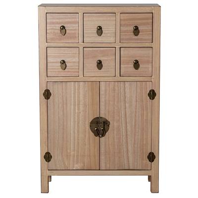 Komo meuble d'entrée en bois naturel 6 tiroirs 2 portes H100cm