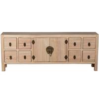 Komo meuble TV bois naturel 8 tiroirs 2 portes L130cm