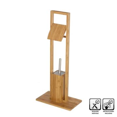 Claudio porte-rouleau et brosse toilette bambou