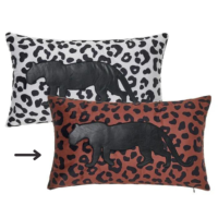 Fauve coussin en velours léopard 50x30 terracotta