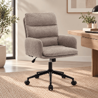 Aim� chaise de bureau en tissu sable rembourr� r�glable � roulettes