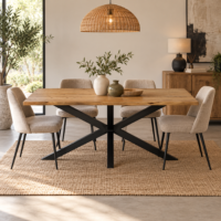 Accor table � manger en bois massif d'acacia irr�guli�re 180cm