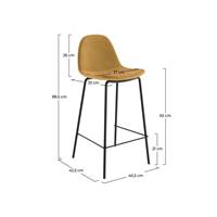 Vladi chaise de bar en velours jaune H65