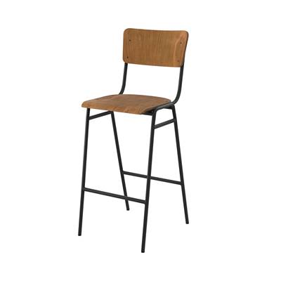 Glavo chaise de bar en bois et pieds métal noir H75