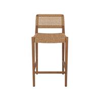 Nolan chaise îlot central d'extérieur en teck vernis et tressé H65cm