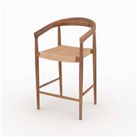 Breda chaise ilot central en cordage tressé naturel et bois de teck H66