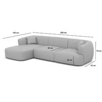 Gankeri canapé d'angle gauche en tissu texturé gris anthracite