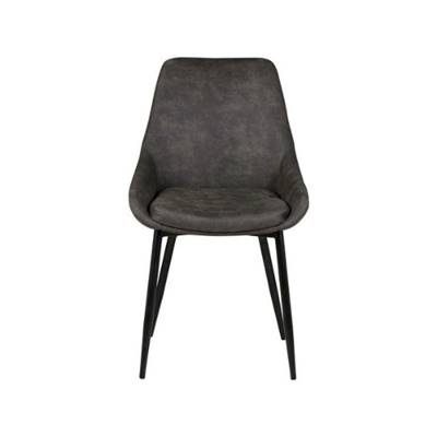 Bari chaise en tissu effet daim gris foncé