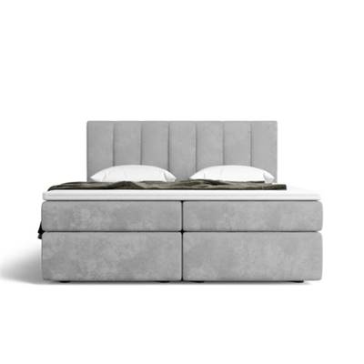 Avalon lit boxspring 160x200 tissu velours gris