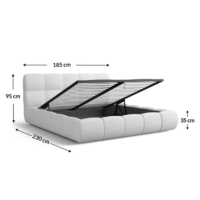 Lorea lit 160x200 avec rangement en tissu texturé blanc