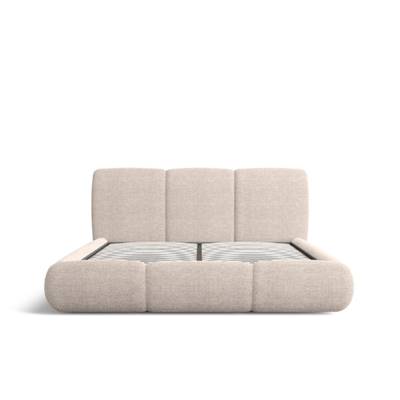 Ramnat lit boxspring 140x200 en tissu texturé beige