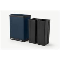 Colter poubelle tri sélectif 2 bacs bleu foncé