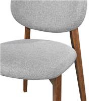 Celia chaise en tissu gris clair et pieds en noyer