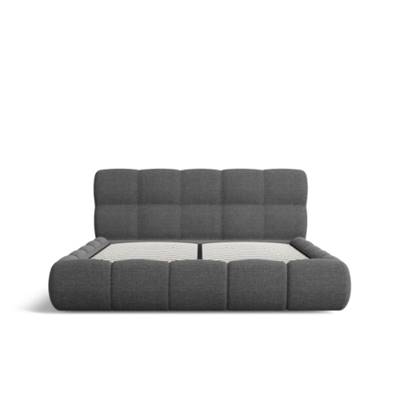 Lorea lit 180x200 avec rangement en tissu texturé gris anthracite