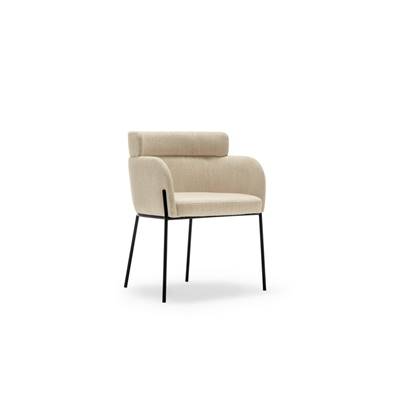 Baita chaise en tissu beige sable et métal noir