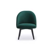 Bill chaise velours vert et pieds bois noir