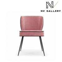 Valo chaise velours rose et métal noir