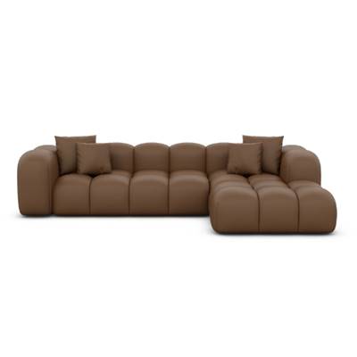 Cotton canapé d'angle droit en similicuir marron chocolat
