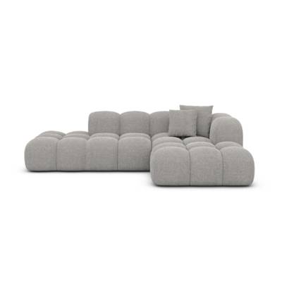 Cotton canapé salon angle gauche en tissu texturé gris clair