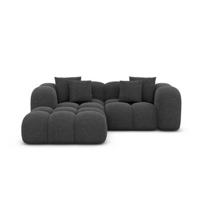 Cotton petit canapé d'angle gauche en tissu texturé gris anthracite