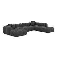 Cotton canapé panoramique d'angle gauche en tissu texturé gris anthracite