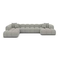 Cotton canapé panoramique d'angle droit en tissu texturé gris clair