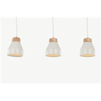 Albert suspension triple, gris doux et bois clair