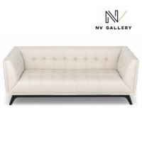 Olivia canap 3 places tissu beige et mtal noir