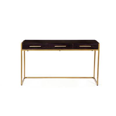Lara console bois de manguier noir et métal doré 140