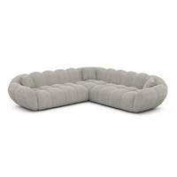 Sigono canapé corner en tissu texturé gris clair