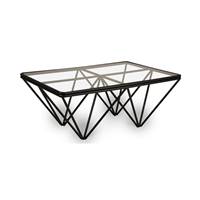 Diamond table basse verre et métal noir