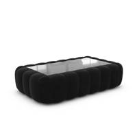 Ralia table basse rectangulaire en velours noir avec plateau en verre