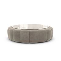 Virata table basse en velours beige foncé avec plateau en verre