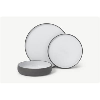 Juni service vaisselle gris et blanc