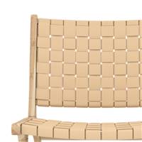 Essa fauteuil en teck et cuir tressé beige