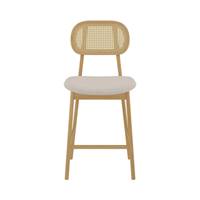 Musea chaise ilot central en cannage de rotin et tissu beige