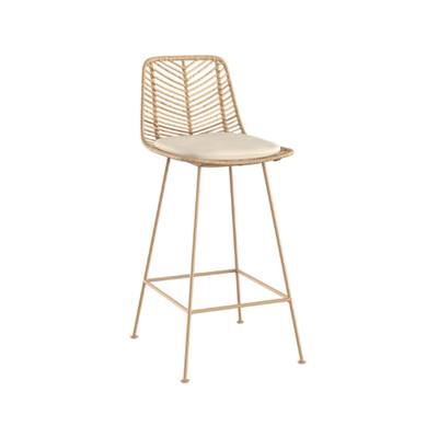 Capurgana tabouret de bar mi-hauteur en rotin naturel et beige