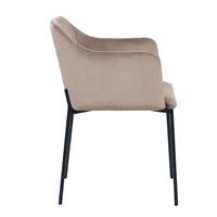 Amadeus fauteuil en velours beige foncé et pieds métal noir