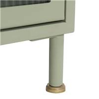 Athezza table de chevet 1 porte en métal, verre et bois de manguier vert