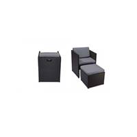 Bayonne set fauteuil et pouf de jardin gris