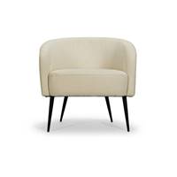 Romane fauteuil bouclette blanche et métal noir