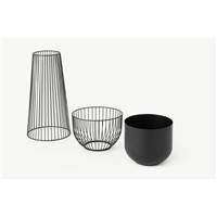 Carole grand cache-pot noir mat