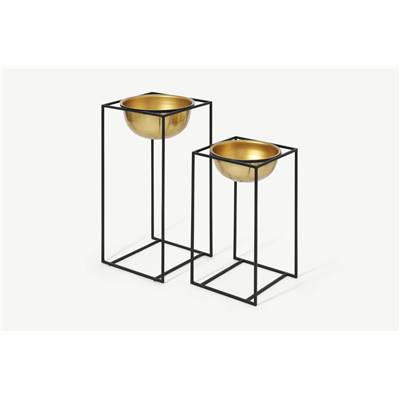Janelle lot de 2 cache-pot laiton et noir