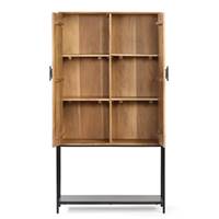 Kosi armoire haute 2 portes acacia naturel et métal