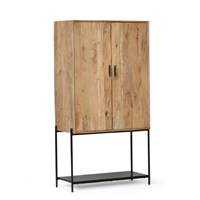 Kosi armoire haute 2 portes acacia naturel et métal