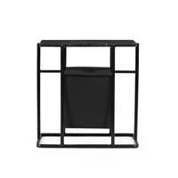 Little table d'appoint porte-journaux en marbre noir et métal