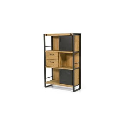 Kiko bibliothèque acacia et métal 2 portes